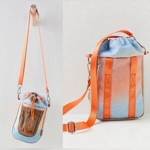 Free People Pastel Ombre Drawstring Crossbody Bag in Peach Blue